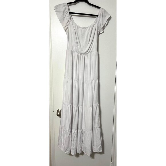 Altar'd White State Lea Maxi Dress Ruffled Tiered Elastic Waist Size M - Picture 2 of 7